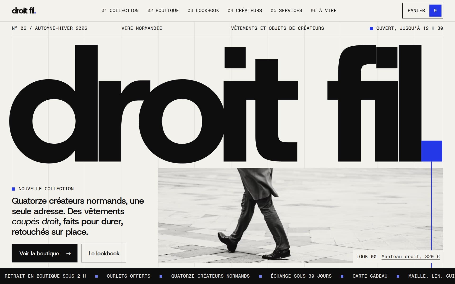 Page d'accueil du site proposé, sur ordinateur