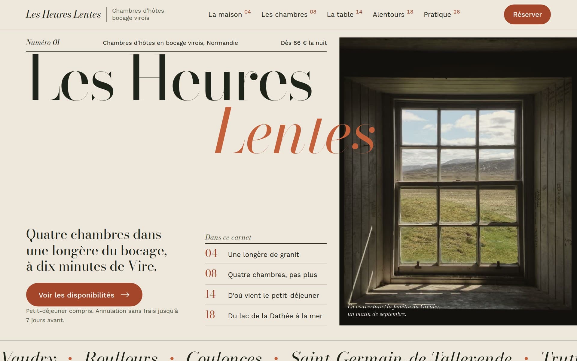 Page d'accueil du site proposé, sur ordinateur