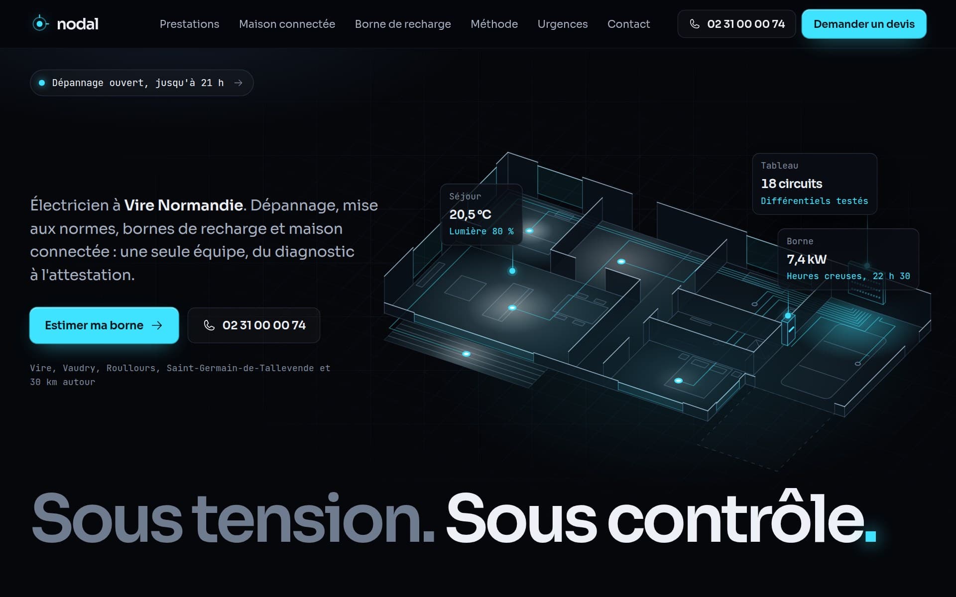 Page d'accueil du site proposé, sur ordinateur